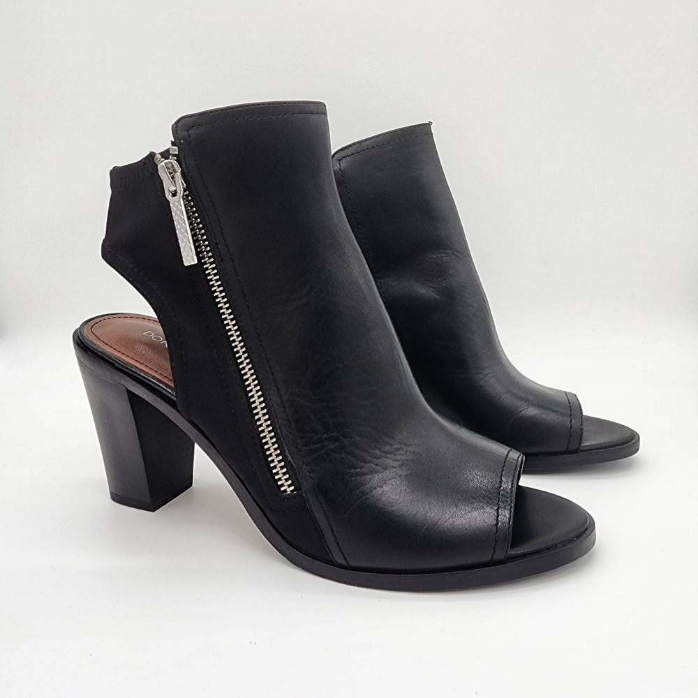 Donald J Pliner Kaden Leather Open Peep-Toe Ankle Boots Black Size 9